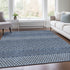 9' X 12' Navy Blue And Ivory Striped Washable Area Rug With UV Protection