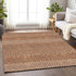 9' X 12' Rust And Ivory Striped Washable Area Rug With UV Protection