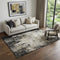 5' X 8' Black And Ivory Abstract Washable Area Rug With UV Protection