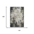 9' X 12' Black And Ivory Abstract Washable Area Rug With UV Protection