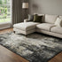9' X 12' Black And Ivory Abstract Washable Area Rug With UV Protection