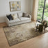 5' X 8' Brown And Beige Abstract Washable Area Rug With UV Protection