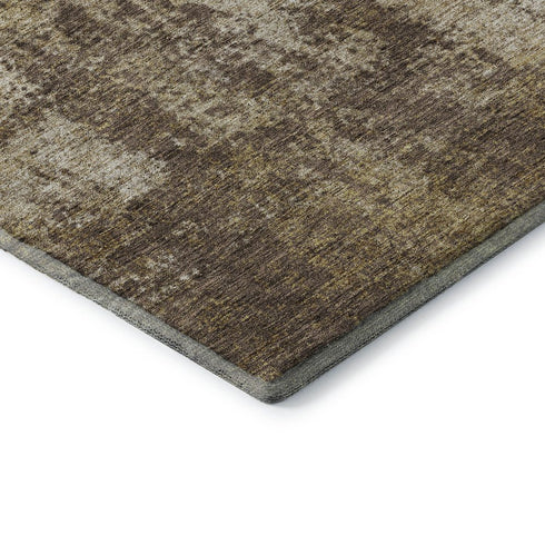 8' X 10' Brown And Beige Abstract Washable Area Rug With UV Protection
