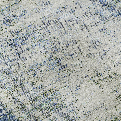 5' X 8' Denim Blue And Ivory Abstract Washable Area Rug With UV Protection