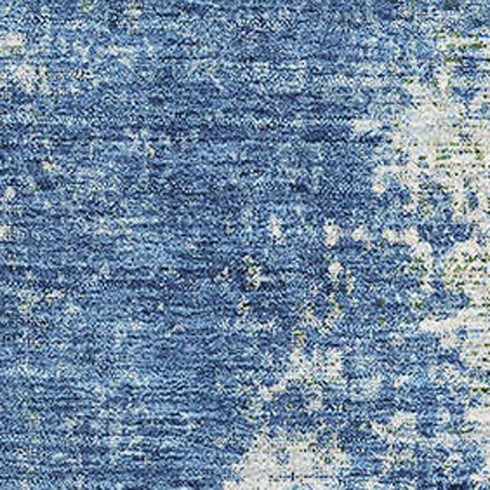5' X 8' Denim Blue And Ivory Abstract Washable Area Rug With UV Protection