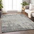 8' X 10' Gray And Ivory Abstract Washable Area Rug With UV Protection