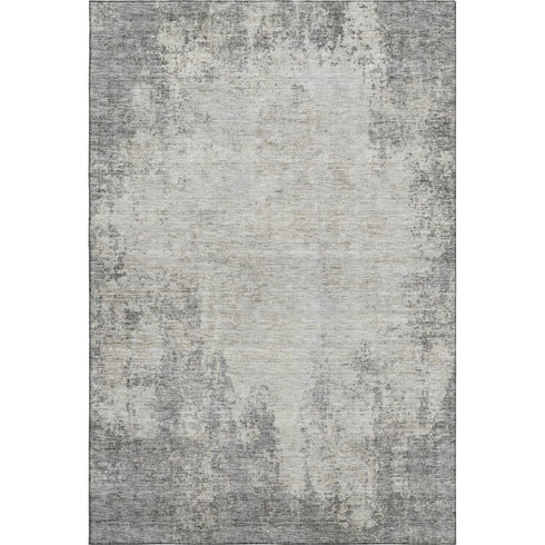 8' X 10' Gray And Ivory Abstract Washable Area Rug With UV Protection