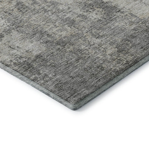 8' X 10' Gray And Ivory Abstract Washable Area Rug With UV Protection