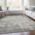 8' X 10' Gray And Ivory Abstract Washable Area Rug With UV Protection