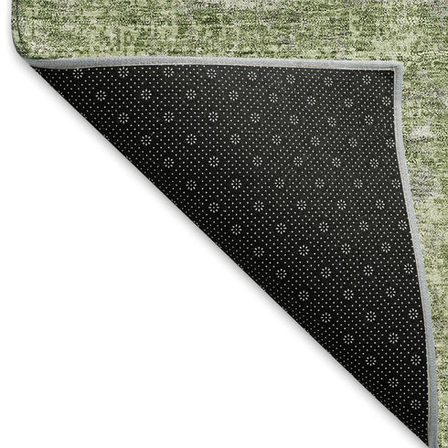 5' X 8' Green And Ivory Abstract Washable Area Rug With UV Protection