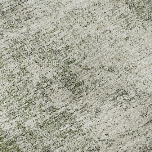 5' X 8' Green And Ivory Abstract Washable Area Rug With UV Protection