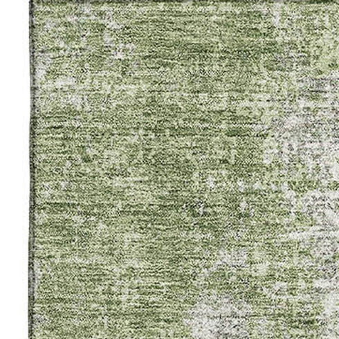 5' X 8' Green And Ivory Abstract Washable Area Rug With UV Protection