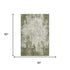 5' X 8' Olive Green And Ivory Abstract Washable Area Rug With UV Protection