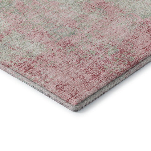 8' X 10' Pink And Ivory Abstract Washable Area Rug With UV Protection