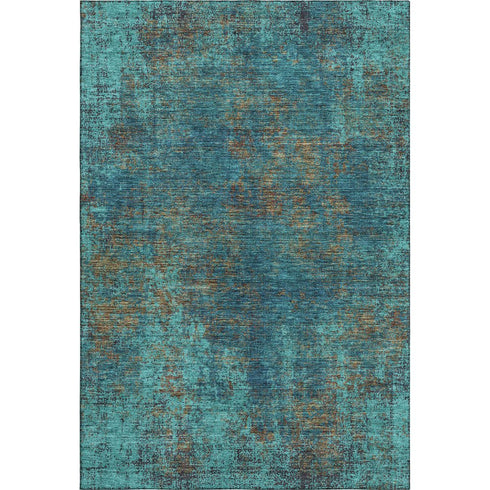 8' X 10' Teal And Brown Abstract Washable Area Rug With UV Protection