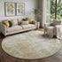 8' Wheat And Ivory Abstract Washable Round Rug With UV Protection