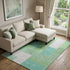 8' X 10' Artichoke Green Teal And Ivory Geometric Washable Area Rug With UV Protection