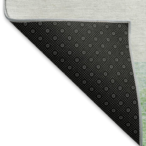 8' X 10' Artichoke Green Teal And Ivory Geometric Washable Area Rug With UV Protection