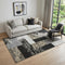 5' X 8' Black Ivory And Beige Geometric Washable Area Rug With UV Protection