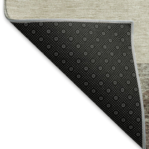 5' X 8' Brown Ivory And Beige Geometric Washable Area Rug With UV Protection