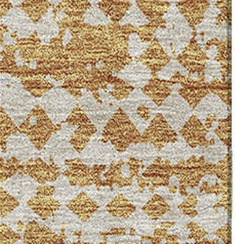 5' X 8' Coffee Gold And Ivory Geometric Washable Area Rug With UV Protection
