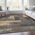 9' X 12' Coffee Gold And Ivory Geometric Washable Area Rug With UV Protection