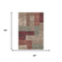 5' X 8' Coffee And Merlot Geometric Washable Area Rug With UV Protection