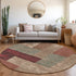 8' Coffee And Merlot Geometric Washable Round Rug With UV Protection