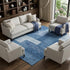 9' X 12' Navy Blue And Ivory Geometric Washable Area Rug With UV Protection