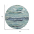 8' Artichoke Green Teal And Ivory Abstract Washable Round Rug With UV Protection