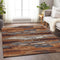 8' X 10' Copper Ivory And Gray Abstract Washable Area Rug With UV Protection