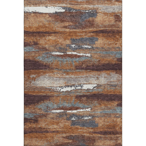 8' X 10' Copper Ivory And Gray Abstract Washable Area Rug With UV Protection