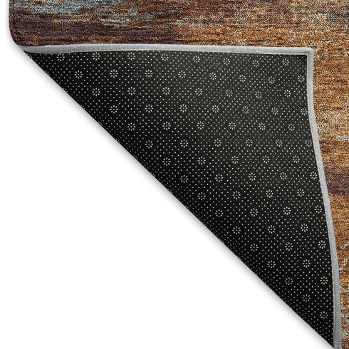 8' X 10' Copper Ivory And Gray Abstract Washable Area Rug With UV Protection