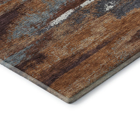 8' X 10' Copper Ivory And Gray Abstract Washable Area Rug With UV Protection