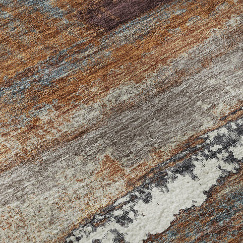 8' X 10' Copper Ivory And Gray Abstract Washable Area Rug With UV Protection