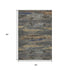 5' X 8' Graphite Gold And Blue Abstract Washable Area Rug With UV Protection