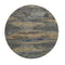 8' Graphite Gold And Blue Abstract Washable Round Rug With UV Protection