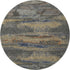 8' Graphite Gold And Blue Abstract Washable Round Rug With UV Protection