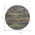 8' Graphite Gold And Blue Abstract Washable Round Rug With UV Protection