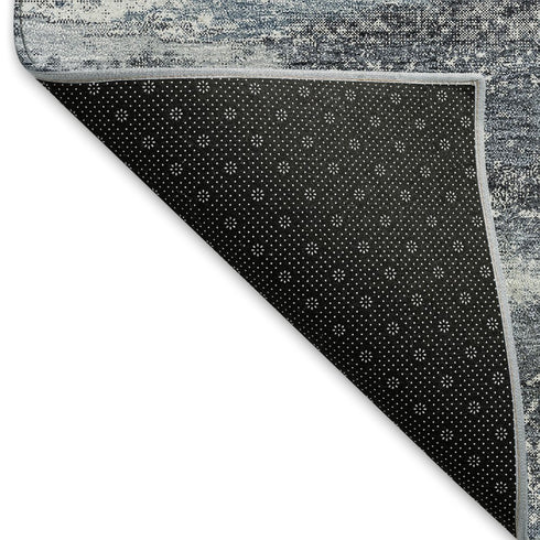 5' X 8' Gray And Ivory Abstract Washable Area Rug With UV Protection