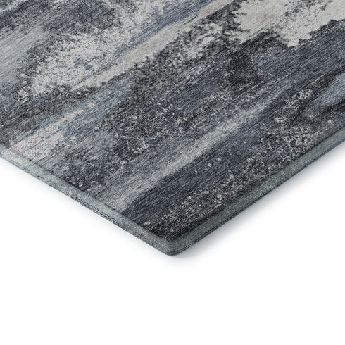 5' X 8' Gray And Ivory Abstract Washable Area Rug With UV Protection