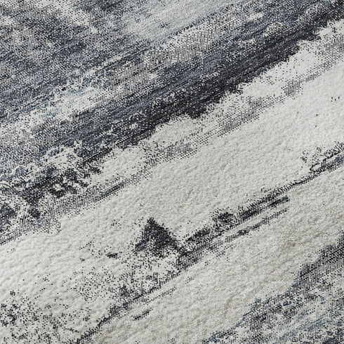 5' X 8' Gray And Ivory Abstract Washable Area Rug With UV Protection
