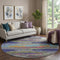 8' Lavender Pink And Orange Abstract Washable Round Rug With UV Protection