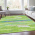 8' X 10' Lime Green Blue And Pink Abstract Washable Area Rug With UV Protection