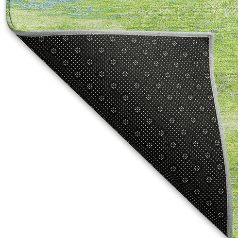 9' X 12' Lime Green Blue And Pink Abstract Washable Area Rug With UV Protection