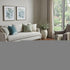 8' Mint Green Ivory And Blue Abstract Washable Round Rug With UV Protection