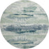 8' Mint Green Ivory And Blue Abstract Washable Round Rug With UV Protection