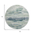 8' Mint Green Ivory And Blue Abstract Washable Round Rug With UV Protection