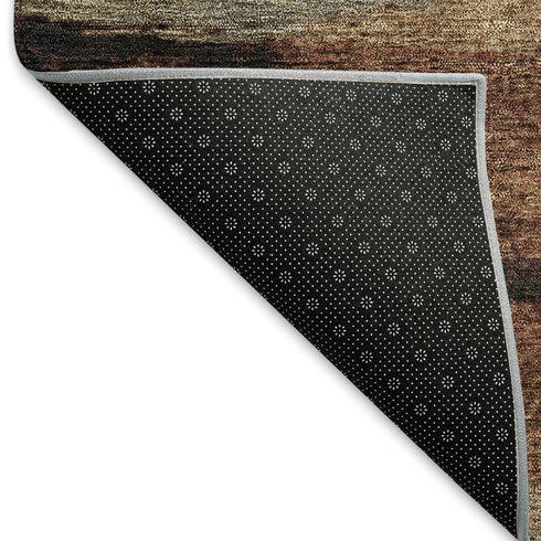 5' X 8' Coffee Burgundy And Beige Abstract Washable Area Rug With UV Protection