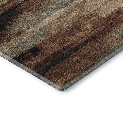 5' X 8' Coffee Burgundy And Beige Abstract Washable Area Rug With UV Protection